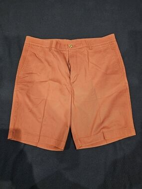 Roundtree & Yorke Men's Burnt Red Flat Front Cotton Shorts